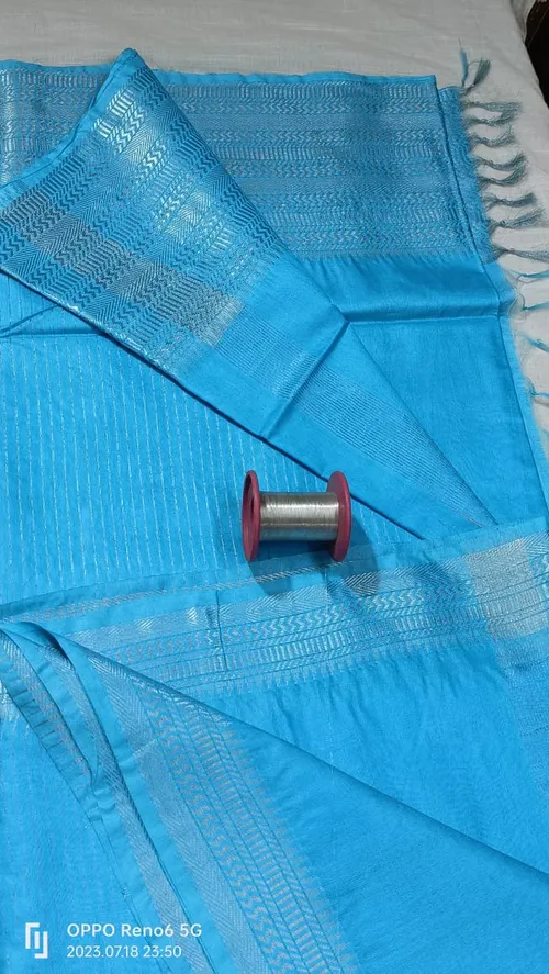 Elegant Mangalagiri Cotton Saree with Silver Zari Woven Borders